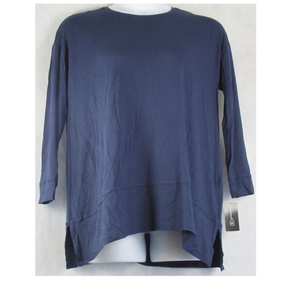 INC Women's Plus Size Side Slit Tunic Top, Indigo Sea Dark Blue, 0X - Picture 2 of 3